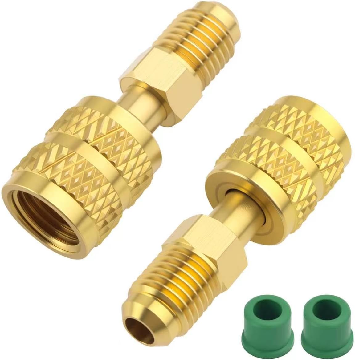 2PCS R410A Adapter with 5/16" SAE Female to 1/4" SAE Male,Straight Mini Split Adapter for Gauges for AC Refrigeration HVAC,Universal Mini Split Vacuum Adapters Car Accessories
