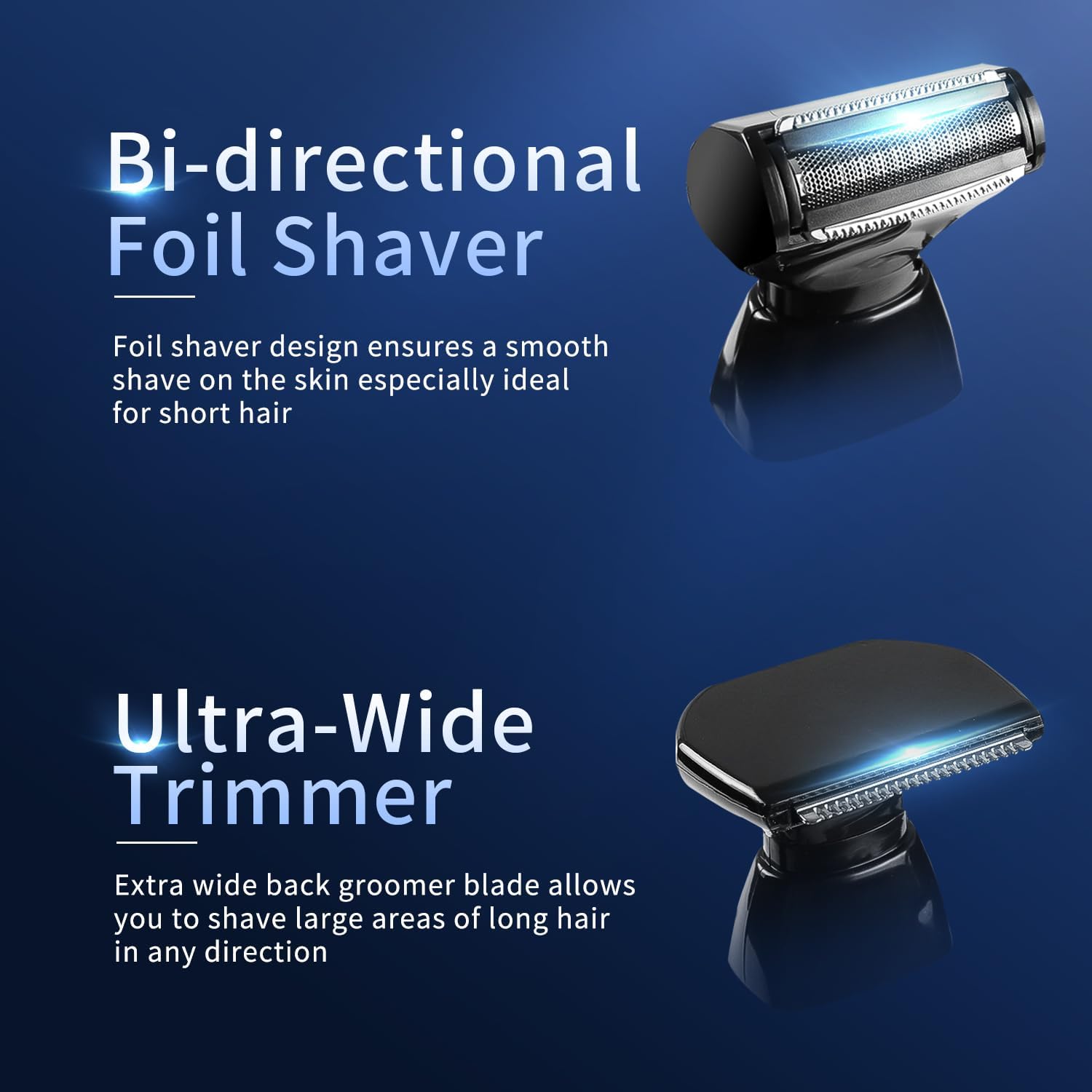 Back Shaver for Men, Electric Back Shaver Hair Trimmer, Mens Back Shaver with 2 Shock Absorber Flex Heads, Rechargeable Back Razor for Men with Adjustable Long Handle and Safety Blade