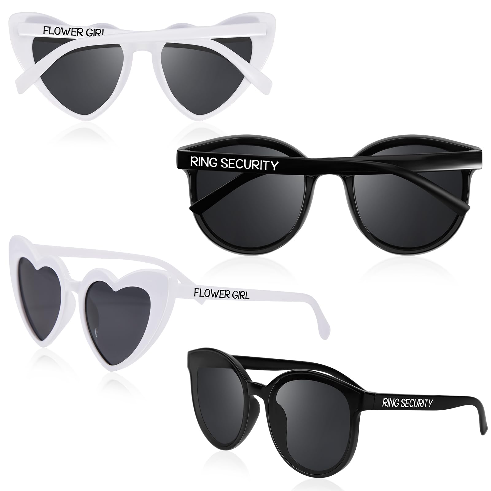 Dunzy 4 Pieces Ring Bearer Security Sunglasses and Flower Girl Sunglasses Set Wedding Ring Bearer and Flower Girl Gifts(Mixed Style)