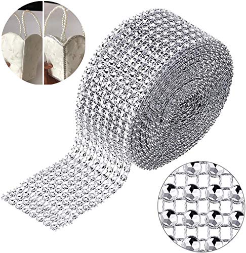 Remebe 8 Filas 10 Yardas Cinta Acrílica de Diamantes de Imitación para Pasteles de Boda, Decoraciones de Cumpleaños, Eventos de Fiesta de Bienvenida al Bebé y Artes y Proyectos de Manualidades