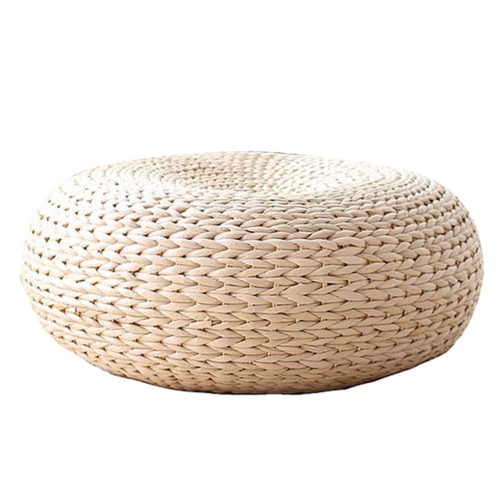 perfk Cojín de Asiento de Paja de 40 Cm de Diámetro para Esterilla de Yoga Puf Suave Cojín de Tatami Alfombrilla de Cojín para El Uso en Inter