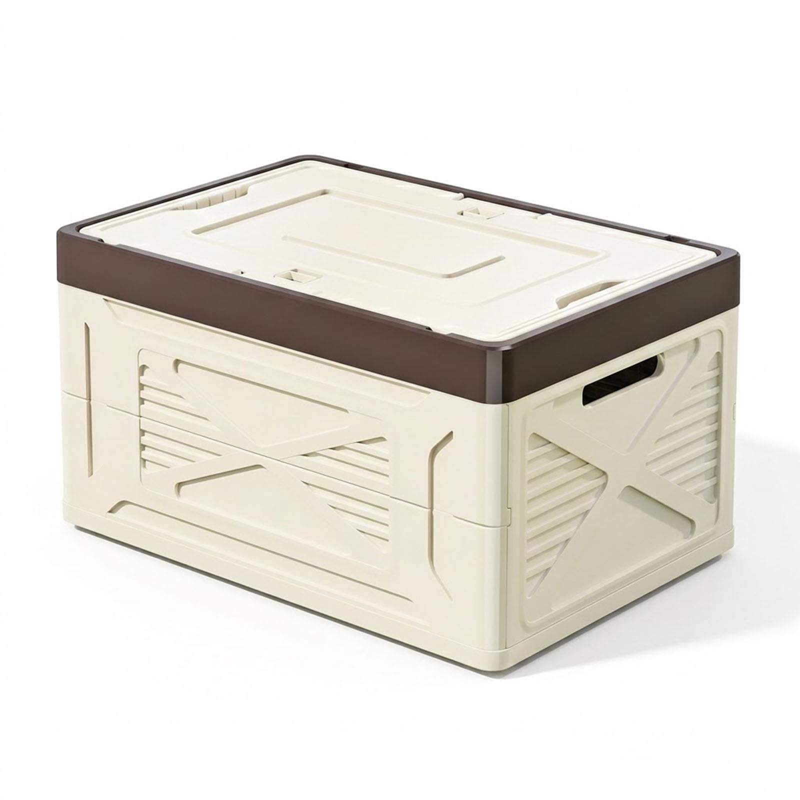 Camping Aufbewahrungsbox mit Holzoptik Deckel, Faltbare Klappbox | Modernes Design für Camping Küche, Auto, Picknick, Wohnmobil und Outdoor Abenteuer