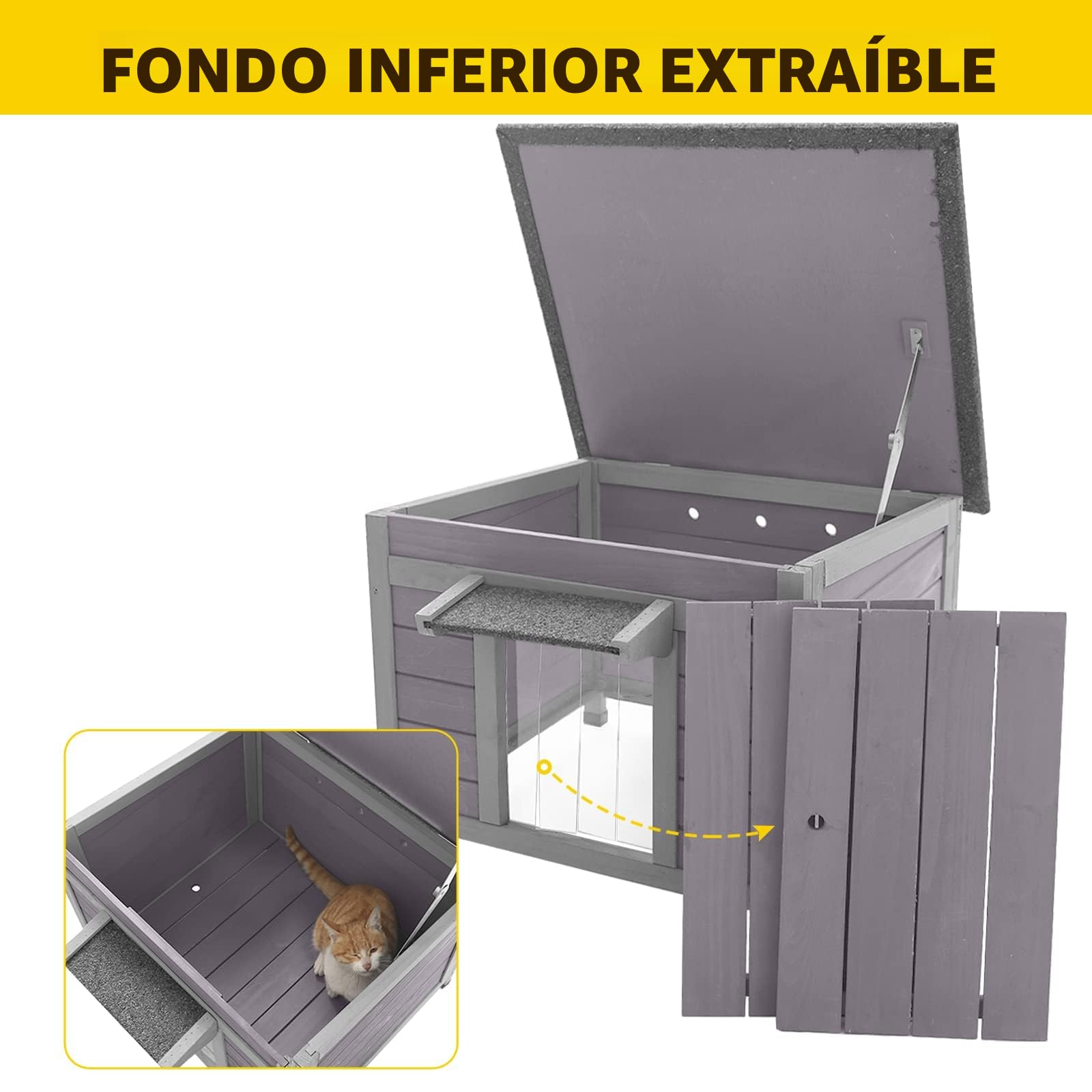 Casa para Perros y Gatos para Exteriores e Interiores con Techo Impermeable, también Adecuada para Otros Animales pequeños