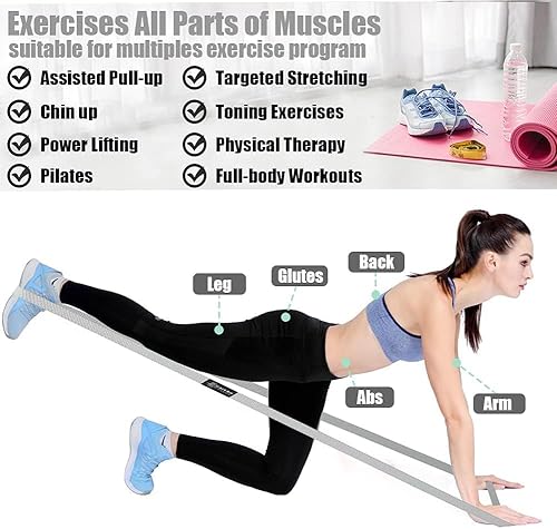 Miniatura 4 de Bandas de Resistencia Largas para Entrenamiento Mujeres, Banda de Resistencia de Tela, Bandas Elásticas para Ejercicio, Conjunto de Bandas de