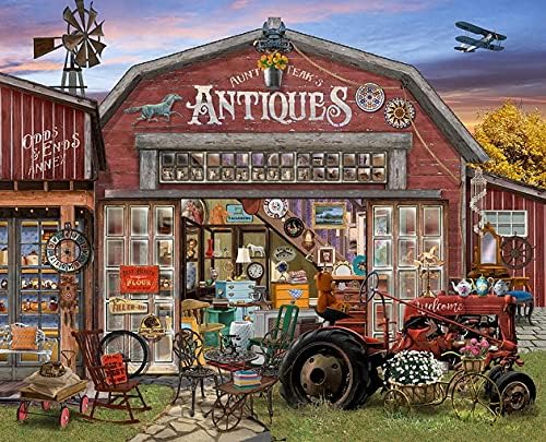 SLIYIYoo Kits de pintura de diamantes para adultos y niños, bricolaje 5D, puntos de taladro completo, tía, tecas, tienda de antigüedades, arte de