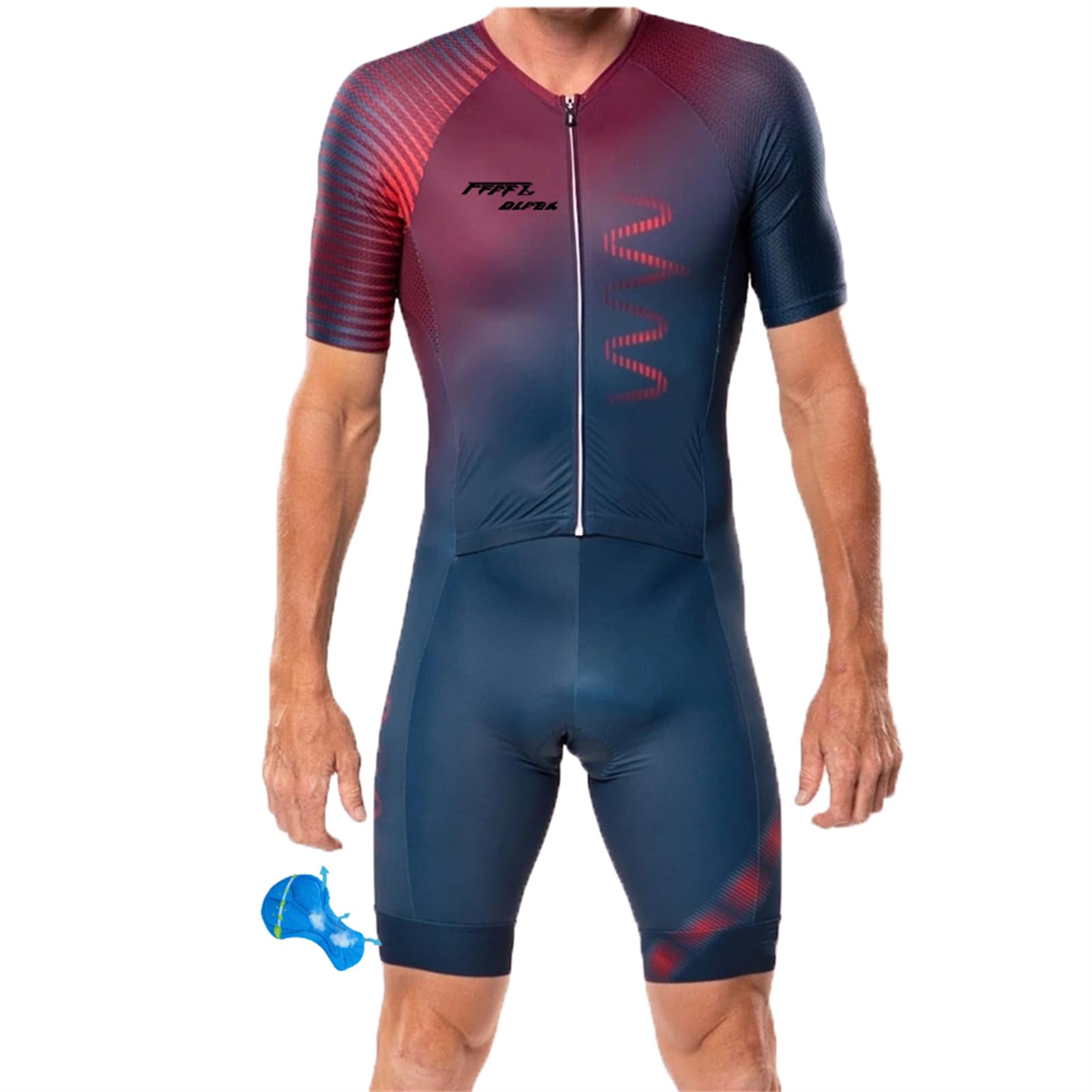 Summer Cycling Skinsuit Triatlón for Hombres, Pro Manga Corta Traje de Ciclismo con Gel Pad Ropa de Deporte Exterior Triatlón Ropa