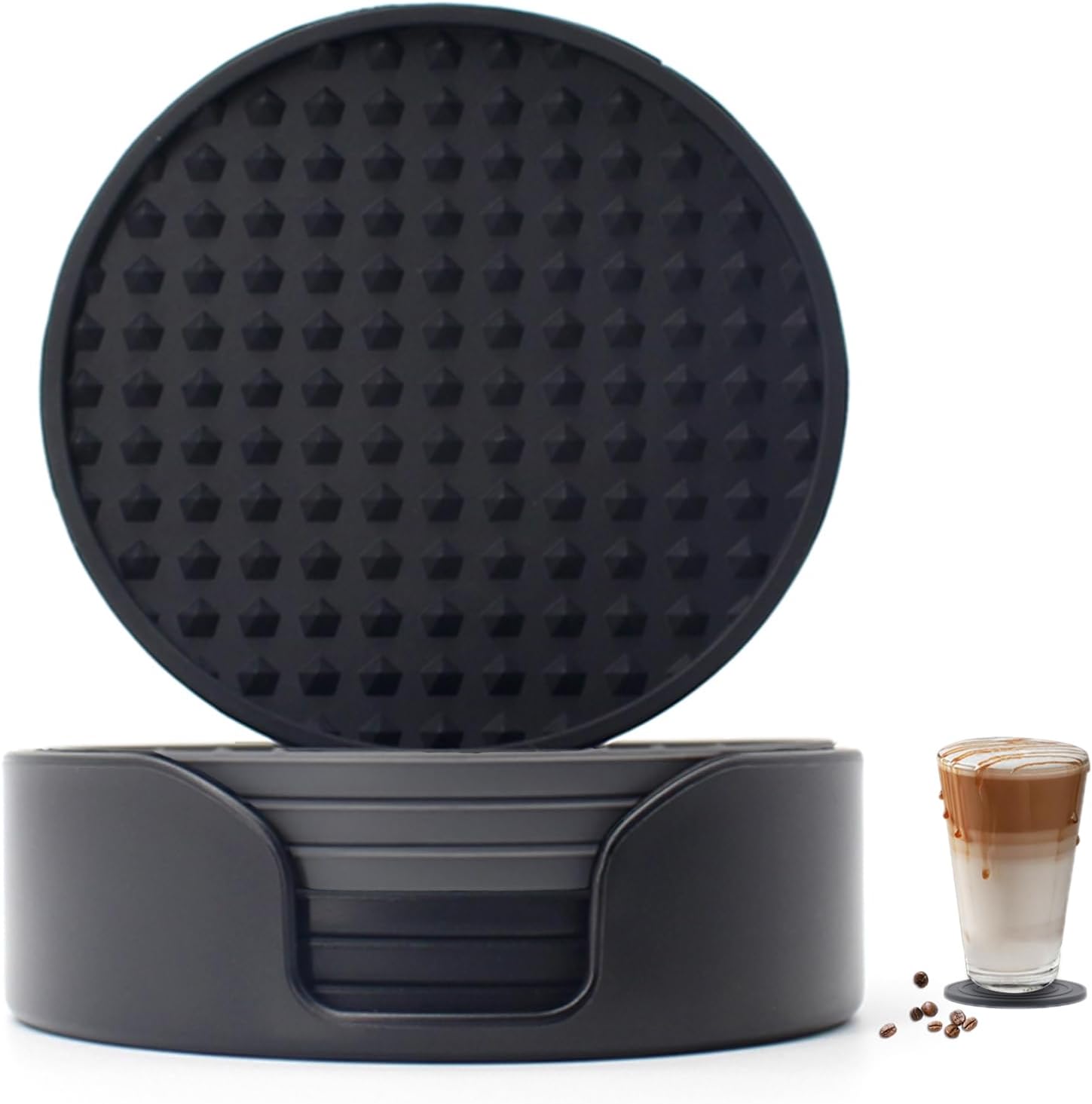 ESUOHYM Coasters Set of 6 with Holder Drink Coasters Cup