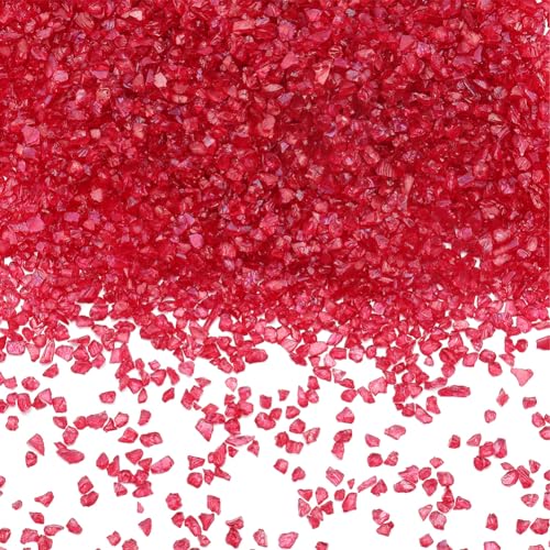 SUNNYCLUE 1 Box 200g Crushed Glass Bulk Broken Glass Chips Small Chunky Flakes Sequins Red Irregular Crystal Mirror Pieces for Nail Arts Resin Craft DIY Vase Filler jewellery Making Decor Supplies