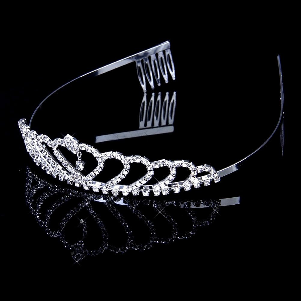 OSALADI Princesa Royal Novia Cristal Tiaras Joyería Rhinestone Diadema Novia Princesa Para Mujeres Cumpleaños Plata