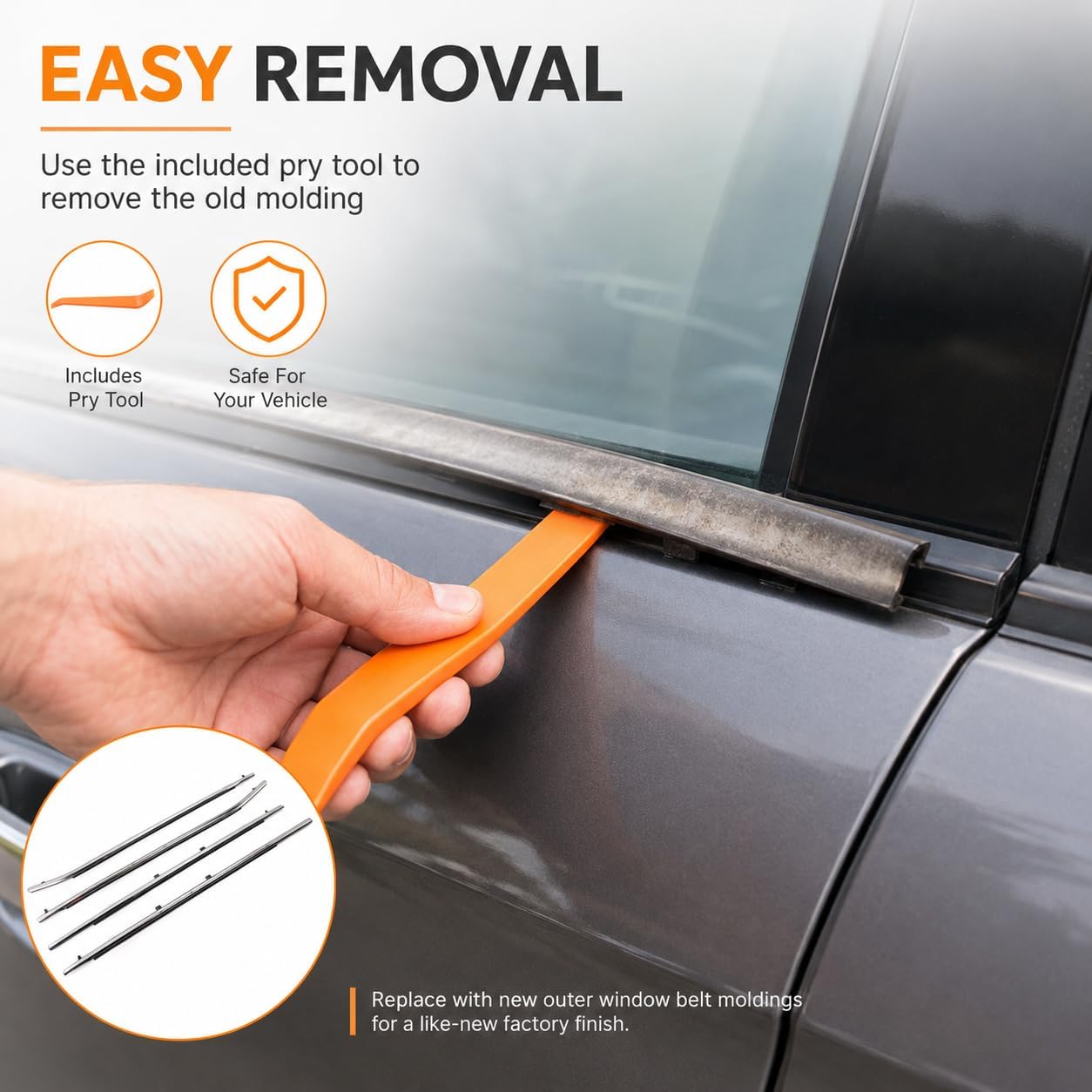 4PCS Window Belt Molding Weatherstrip Kit for 2011-2017 Honda Odyssey Front Rear Driver Passenger Side Window Sweep Trim Replaces 72410-TK8-A11 72450-TK8-A11 72910-TK8-A01 72950-TK8-A01