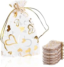 SULIUDAJI 100 Pièces Pochettes à Bijoux Organza,7 * 9cm Sachets Pochettes Cadeau en Organza,Parfait pour Mariage, Noël, Anniversaire,Bijoux Cadeaux,Bonbons