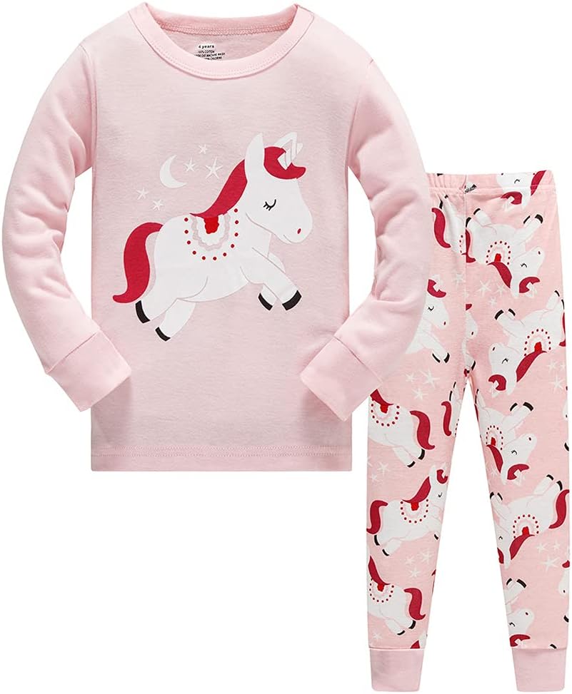 Girls Christmas Pyjamas Set Toddler Clothes Sleepwear Animal Printed Nightwear Winter Long Sleeve Pjs 2 Piece Outfit Xmas Gift for Kids