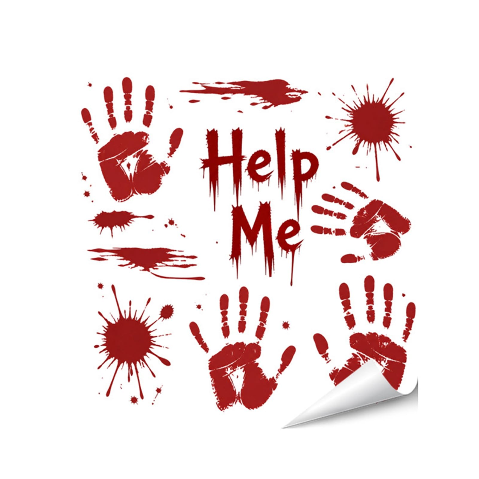 Halloween Horror Wall Stickers, Realistic Blood Splatter Handprints Footprints Decals for Scary Haunted House Party Decor, Waterproof PVC Decorations, Indoor Outdoor B