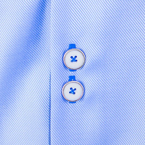 Anton Alexander Light Blue with Dark Blue French Cuff Designer Dress Shirts - Made in USA (L Fitted)