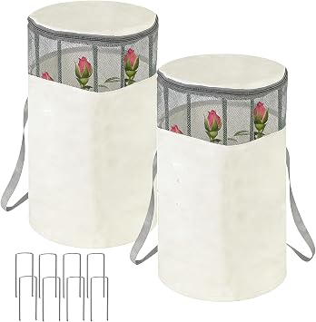 2 Pcs Rose Cones for Winter Protection, 18" x 12" Winter Rose Collars Protective Cover, Freeze Protection Roses Bush Cover Warm Plant Protector for Protecting Plants from Wind Frost