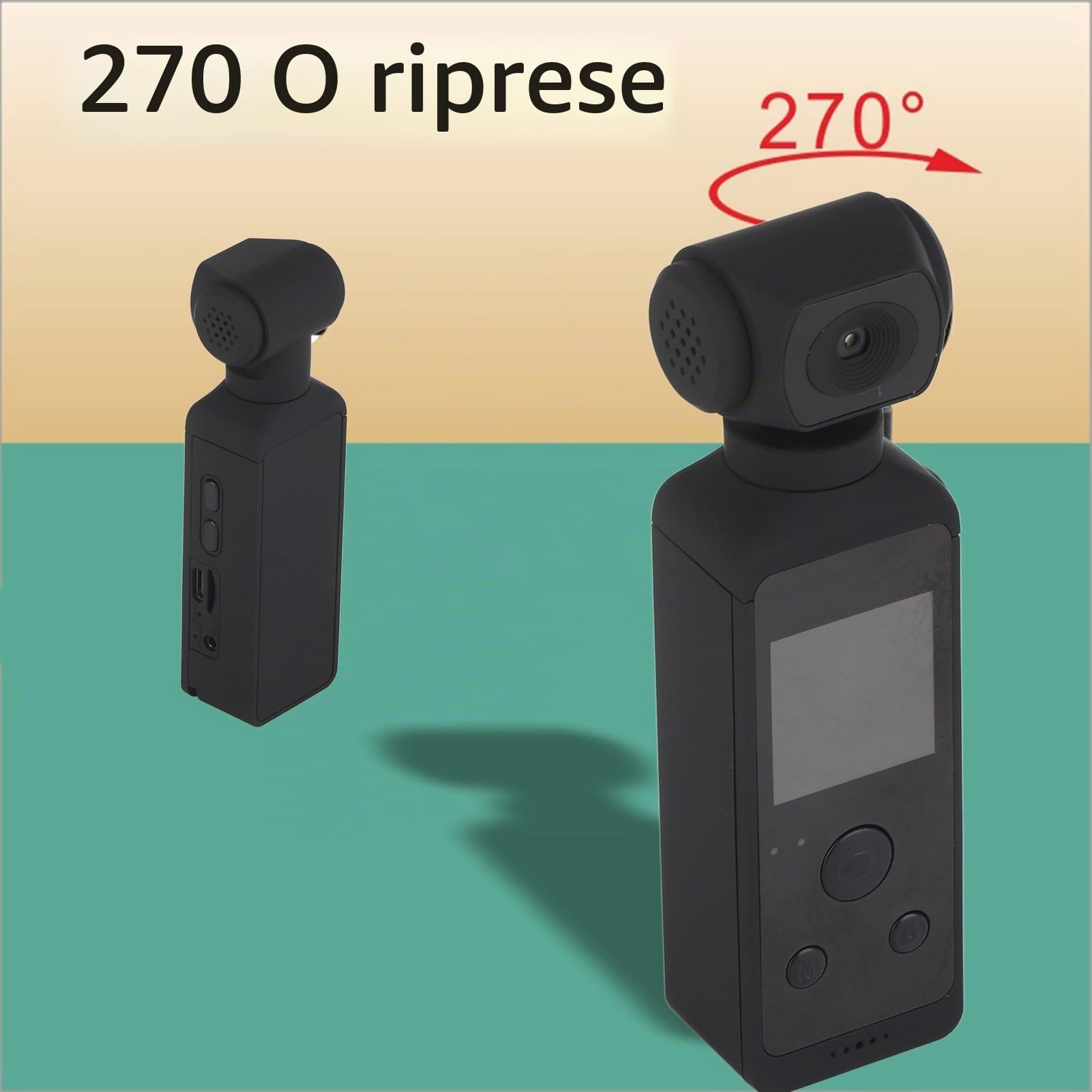 Ejoyous Camera da Azione Tascabile 4K, Videocamera per Videocamera per il Corpo Bodycam con WLAN e Microfono a 270 °, Senza Spazzato