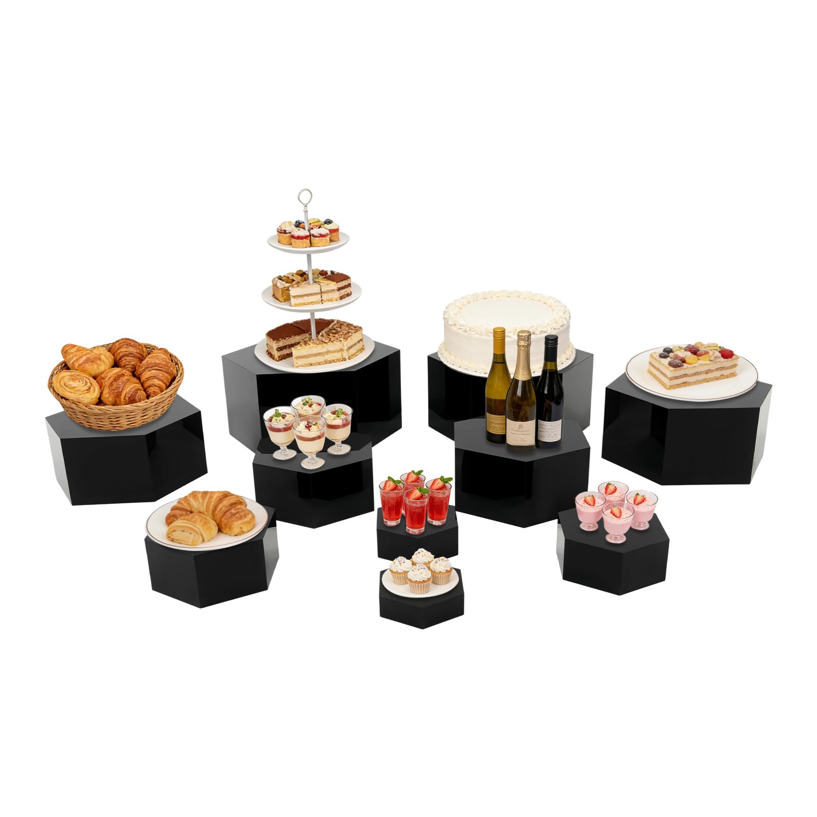 Lot de 10 présentoirs à dessert empilables pour buffet de 2,5 cm à 14 cm