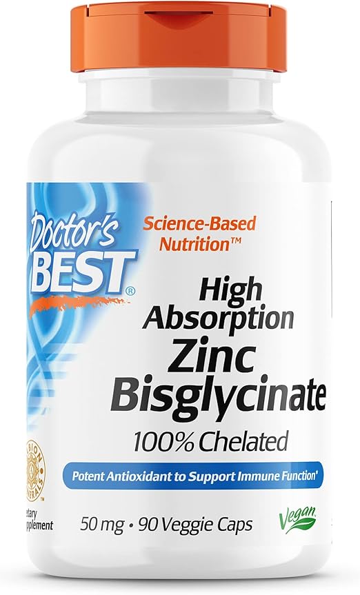 Doctor's Best High Absorption Zinc Bisglycinate 50mg High Potency Supporting Enh&hellip;