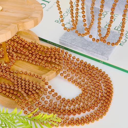 Huskein Beaded Necklace, 200 PCS 33" Orange Mardi Gras Beads, Mardi Gras Accessories, Costume Bead Necklace Bulk, Party Parade Beads for Wedding Birthday Halloween Party Supplies by Huskein - Image 3