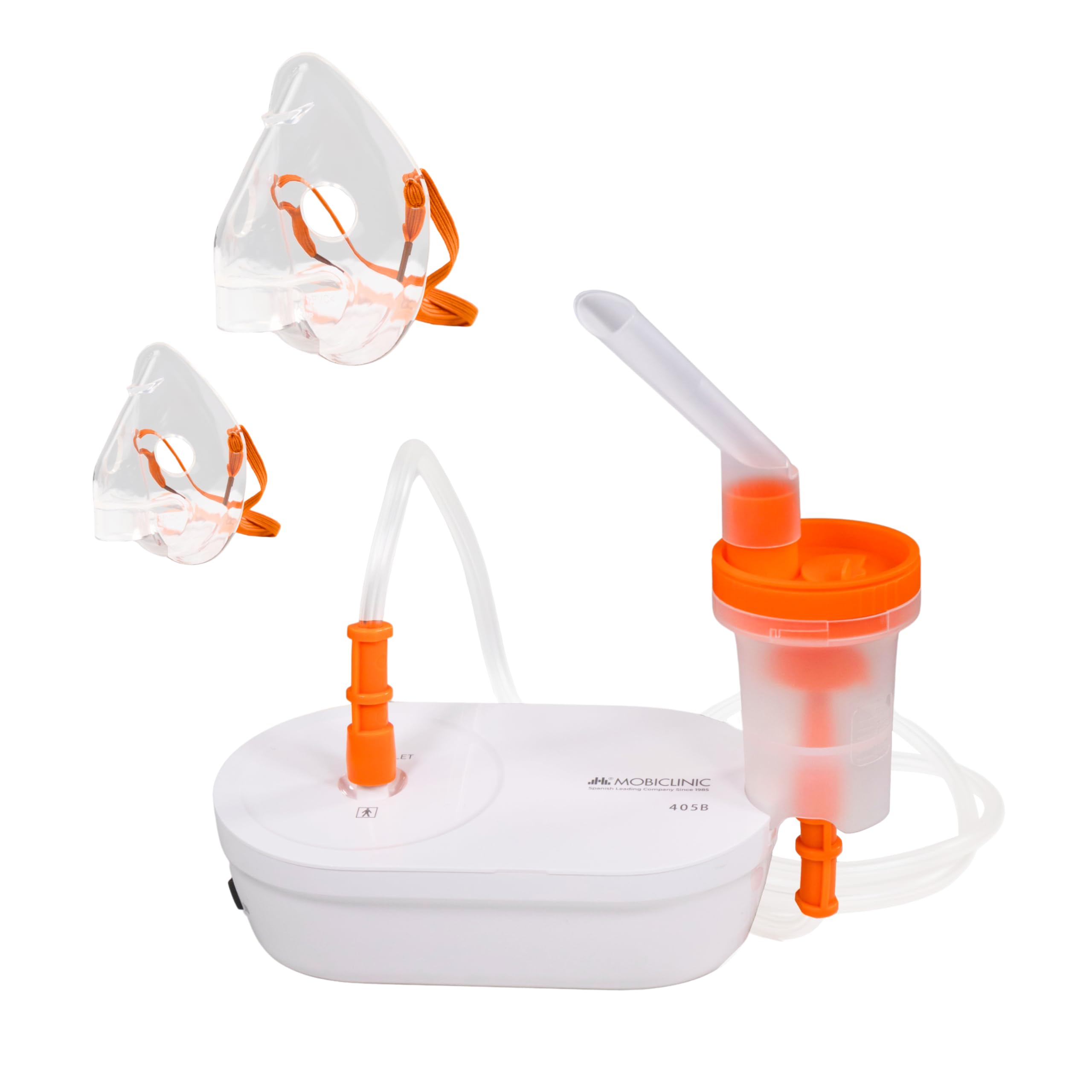 Mobiclinic®, Nebulizador, Adultos y Niños, Boquilla y 2 Mascarillas, Velocidad Máxima 0,2 ml/min, Silencioso, Volumen 3.9 ml, Portátil, Asma, Alergias, Nebumobi2