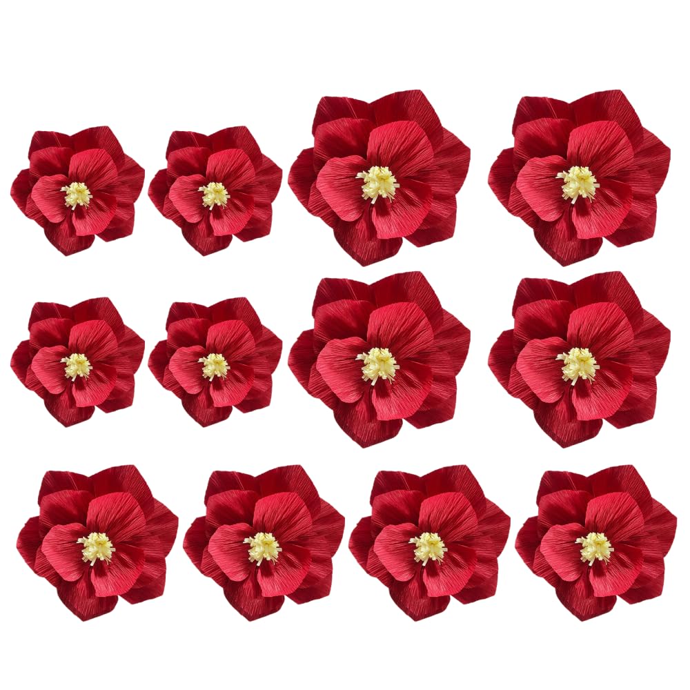 3D Paper Flower Pom Poms for Wedding Backdrop, Home Hanging Decor 12Pcs