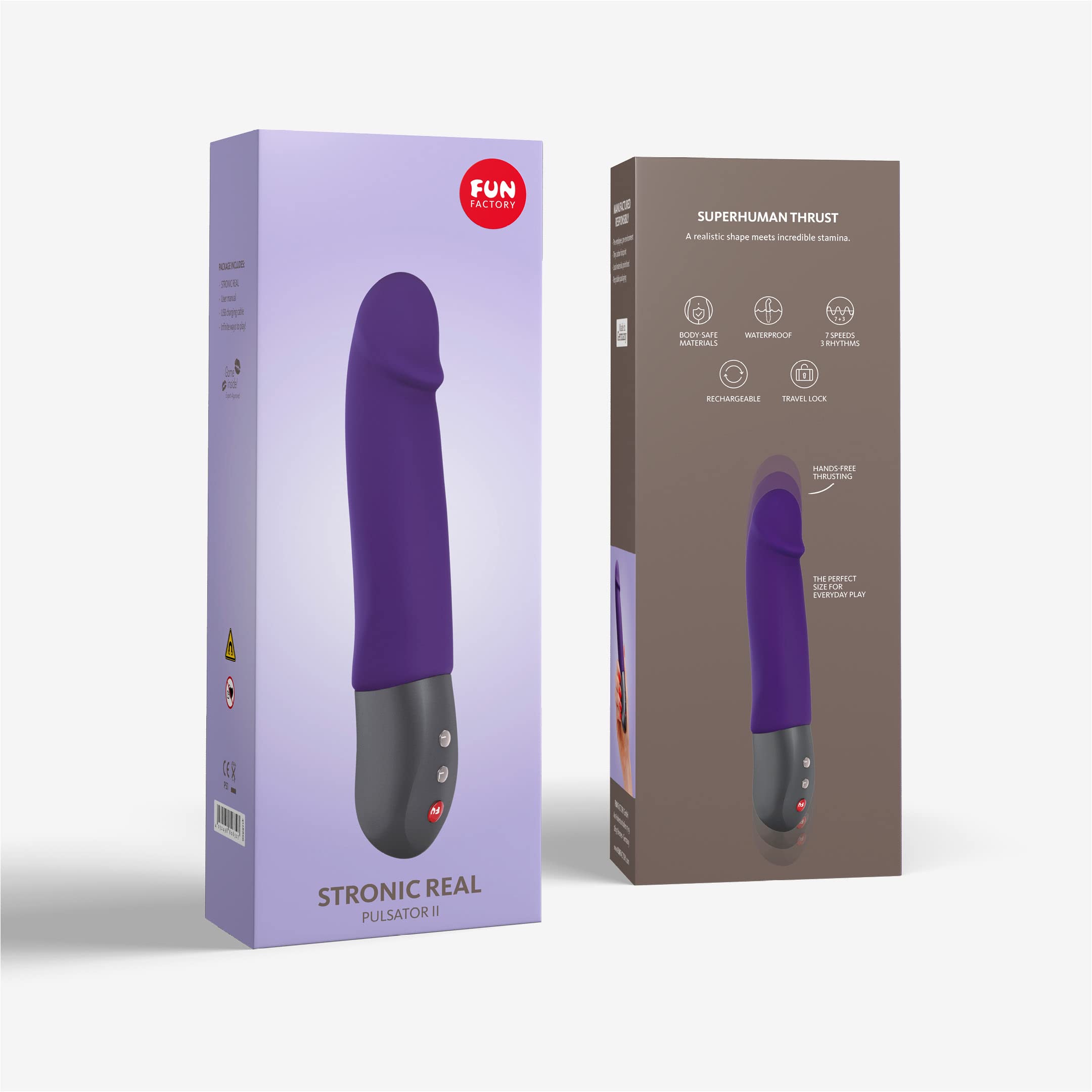 Fun Factory STRONIC REAL - Vibratore urti | Sex toy per lei | Massaggiatore Portatile | Silicone | Viola
