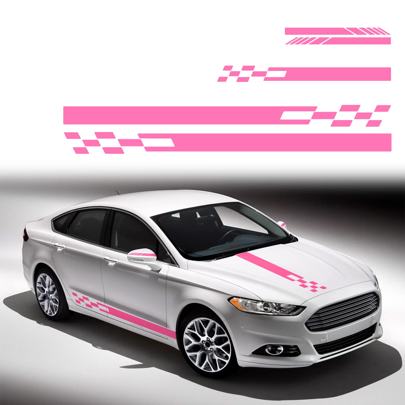 YAMUDACar Hood Body Rearview Mirror Personality Pull Flower Modification Decorative Stickers 5 PCS YQ08 (Pink )