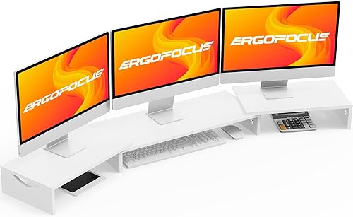 Miniatura 1 de Elevador de monitor triple, elevador de monitor extra largo para 1  2  3 monitores, soporte de monitor doble con longitud y ángulo ajustable,