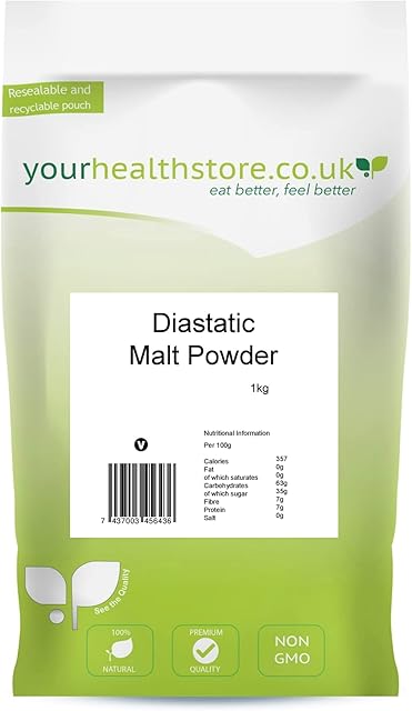 yourhealthstore Premium Diastatic Malt Powder 500g Barley Malt for Bread Making