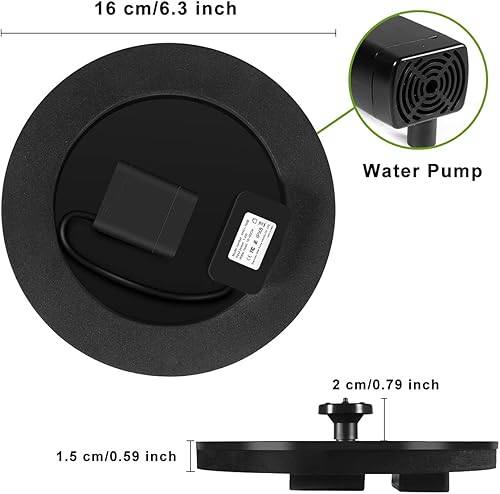Miniatura 4 de Fuente solar para baño de pájaros, dos colores con 6 boquillas bomba de fuente solar de 1.5 W, bomba de fuente de agua flotante independiente para