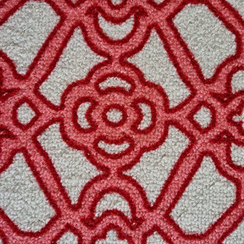 Image of Matz&More Trellis Interlace Rug | 100x150 CM | Red Beige | Soft Nylon Loop Pile with Anti-Slip Gel Backing | Living Room, Bedroom & Office Floor Carpet