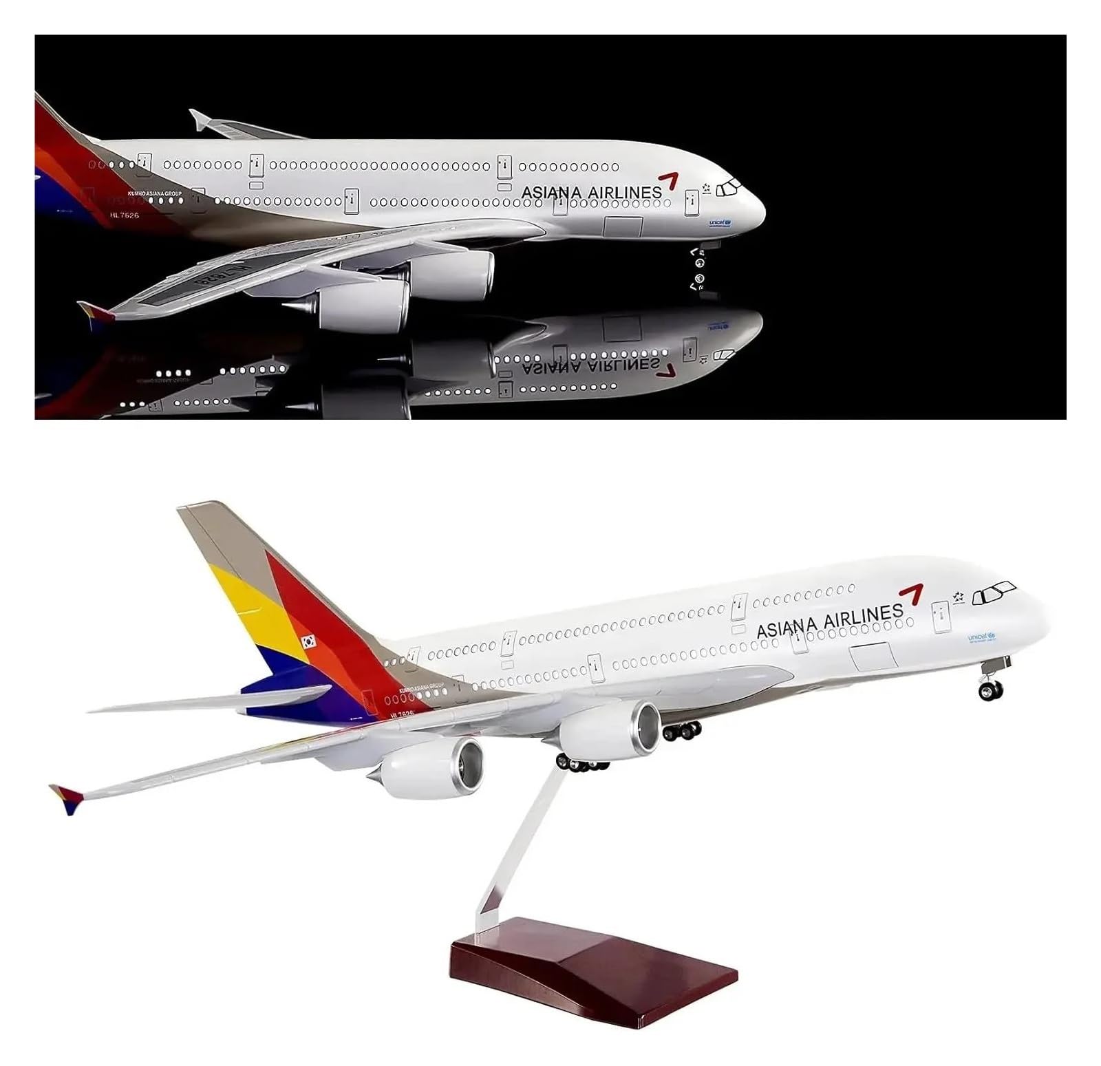 Odlewane zabawki samolotowe w skali 1/160 dla A380 azjatycki koreański samolot linii lotniczych Odlewany model z żywicy kolekcjonerski model samolotu wyświetlacz statyczny samolot do zbierania i