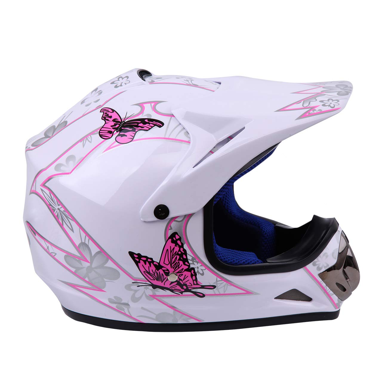 Samger Dot Enfant Casque Hors-Route Casque Motocross Dirt Bike Casque de Moto avec Gants+Lunettes(Blanc,L) | Dirt Bike Casque de Moto