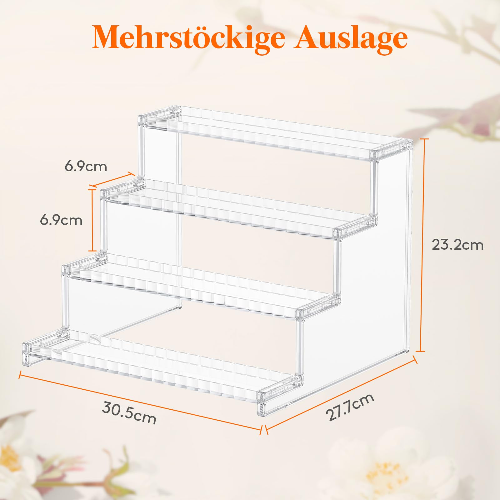 Lifewit 4-stufiger transparenter Parfümständer mit Gitter, Kunststoff Parfüm Organizer Auslage, Acryl Vitrine für Make-up, Cupcake, Dessert, Gewürz, Arbeitsplatte, Vanity, Dresser,2 Pack, 30,48 cm