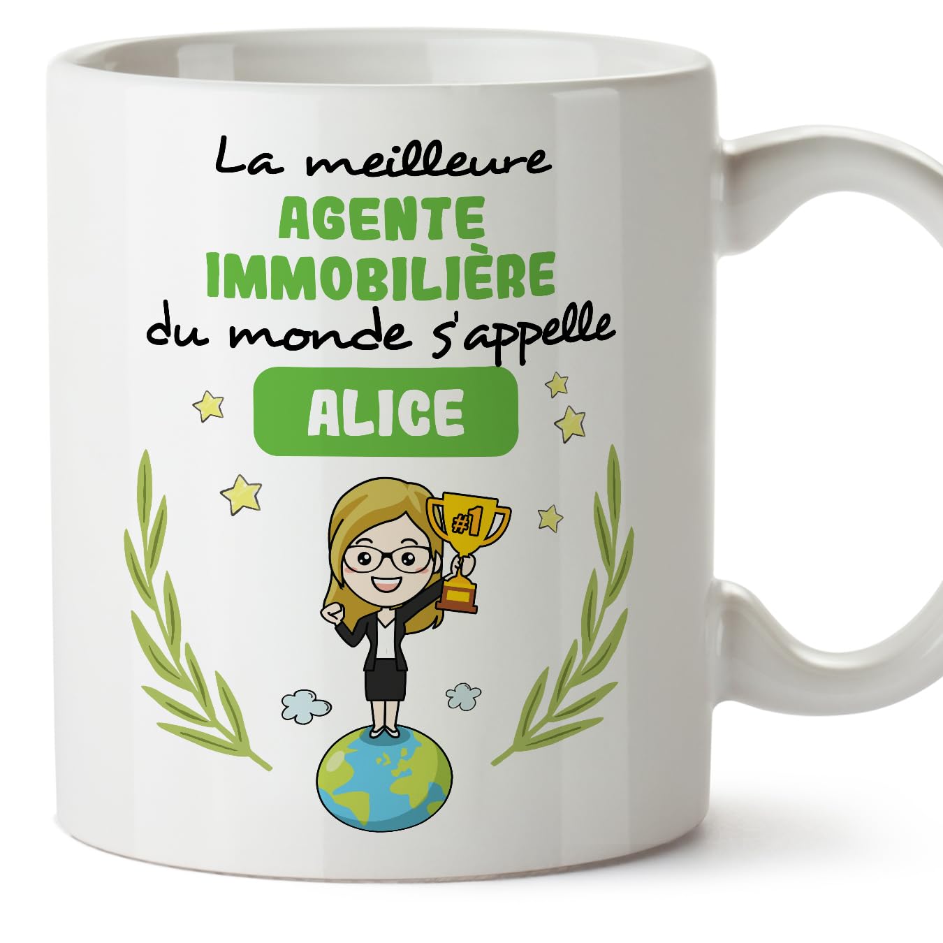 MUGFFINS Personalised Mug for Real Estate Agent Woman - in French - Tu Meilleur du Monde - Funny Custom Gift for Colleagues - Ceramic 11oz Mug