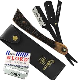 Navalhete para Barba Profissional Aço Inox Preto Cabo Madeira Nobre Talhada + Case Navalha Barbeiro Acabamento Barba Bigode Cabelo