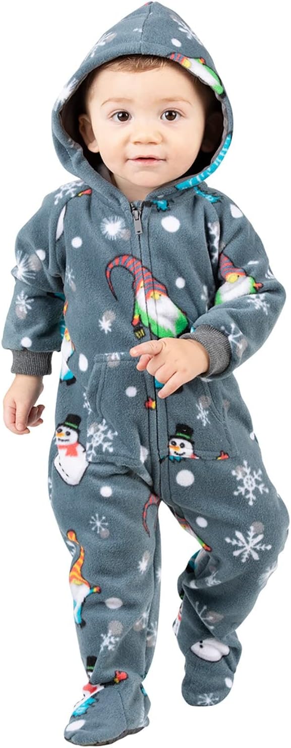 Footed Pajamas - Family Matching - Merry Gnomes Toddler Hoodie Fleece One Piece - Toddler - Medium (Fits 3'0-3'3") - Image 6
