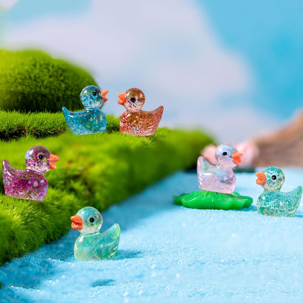 100 Piezas De Mini Patos De Resina, Mini Patos Con Purpurina, Coloridos