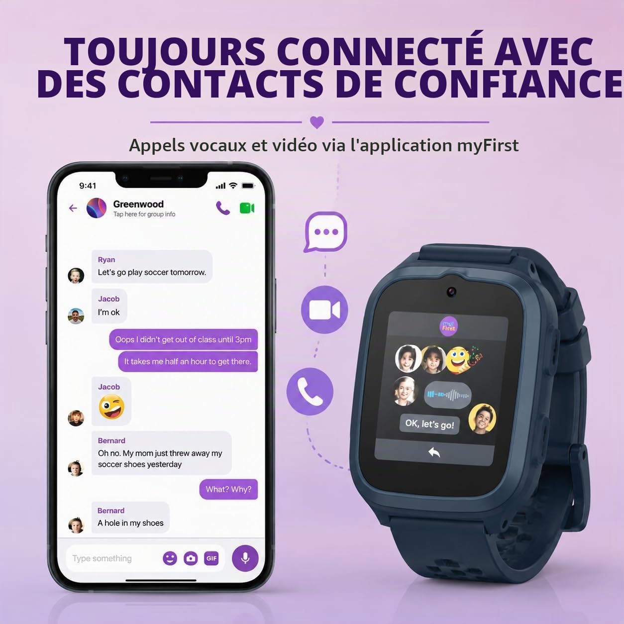 myFirst Fone S3+ Montre Intelligente pour Enfant Bleu sidéral avec GPS, Lecteur de Musique, Appareil Photo, Fonction Appel et Mode Scolaire