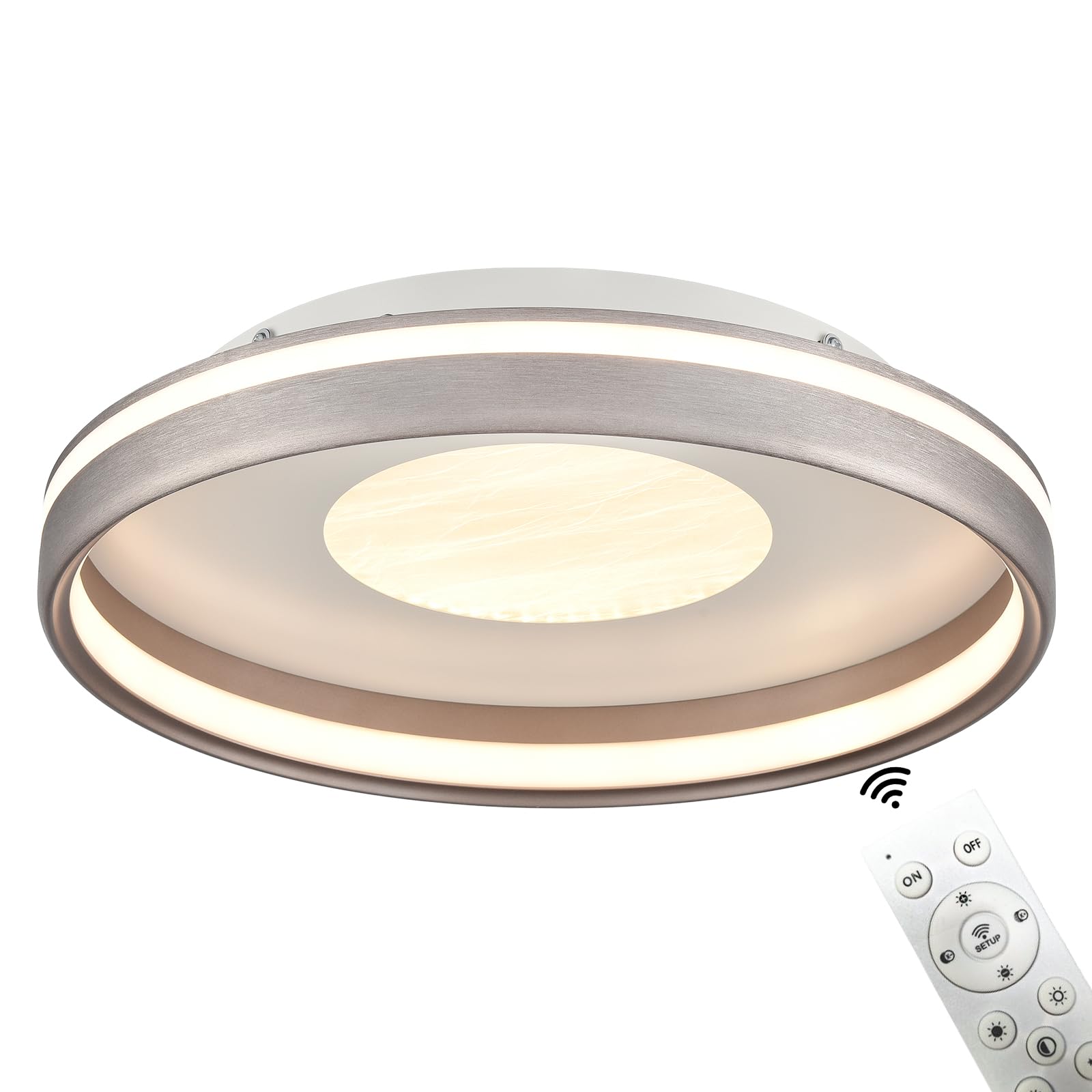 SHAWNKEY Led Ceiling Light with Remote Modern Flush Mount Ceiling Light for Bedroom Living Room Entryway Dimmable 3000k-6000k