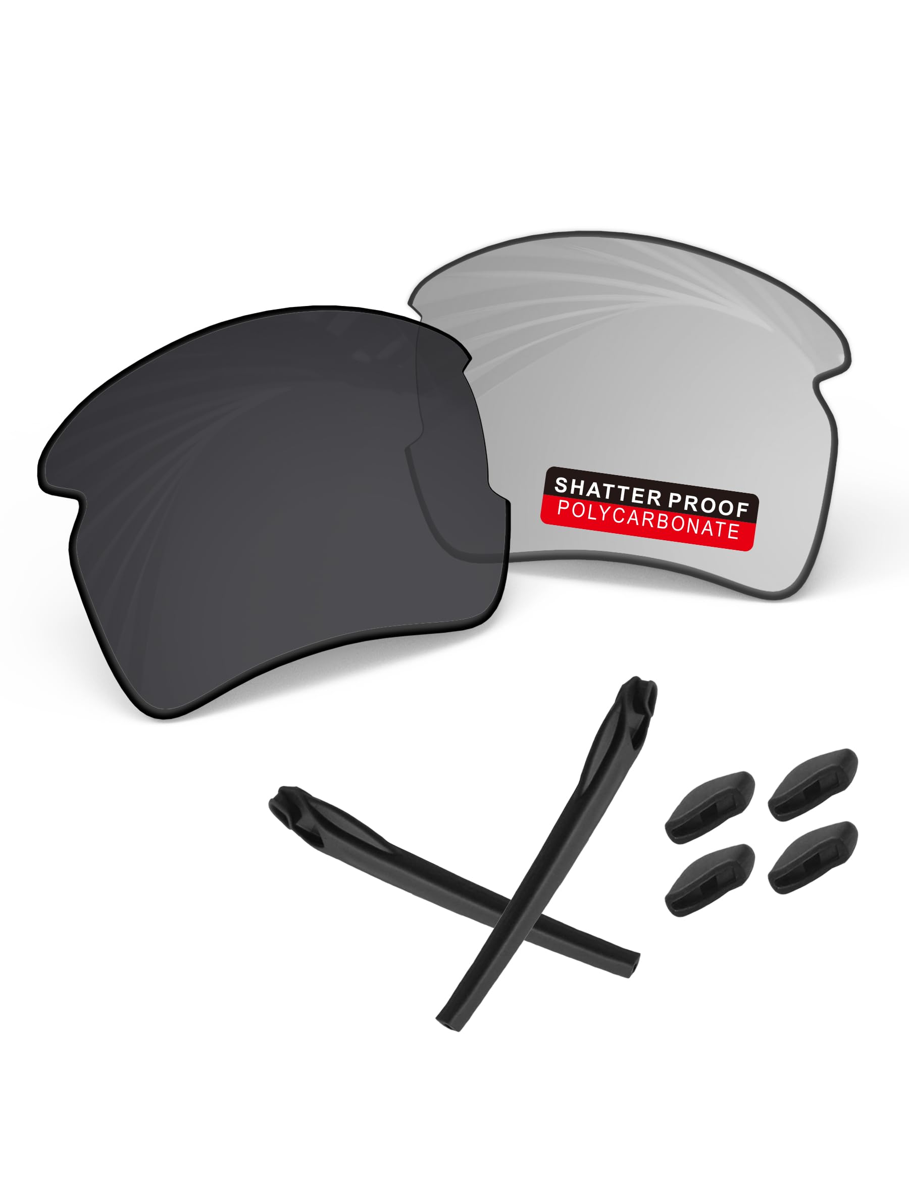 PRO+ Polycarbonate Replacement Lenses &amp; Rubber Kits for Oakley Flak 2.0 Series Sunglass