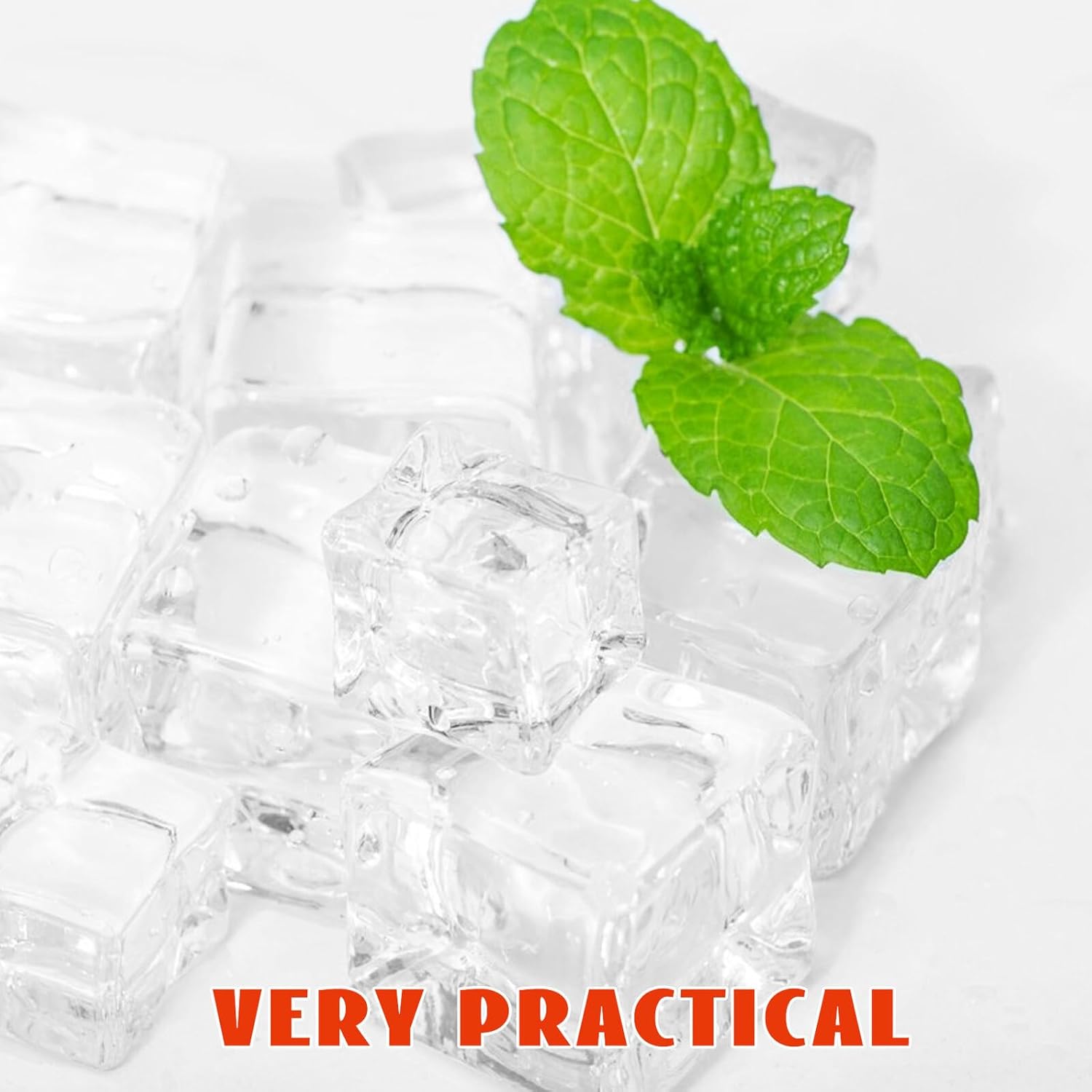 100pcs 1-inch Artificial Ice Cubes Plastic Reusable Decorative Ice Cube Vase Fillers for Bar Party Photography Props