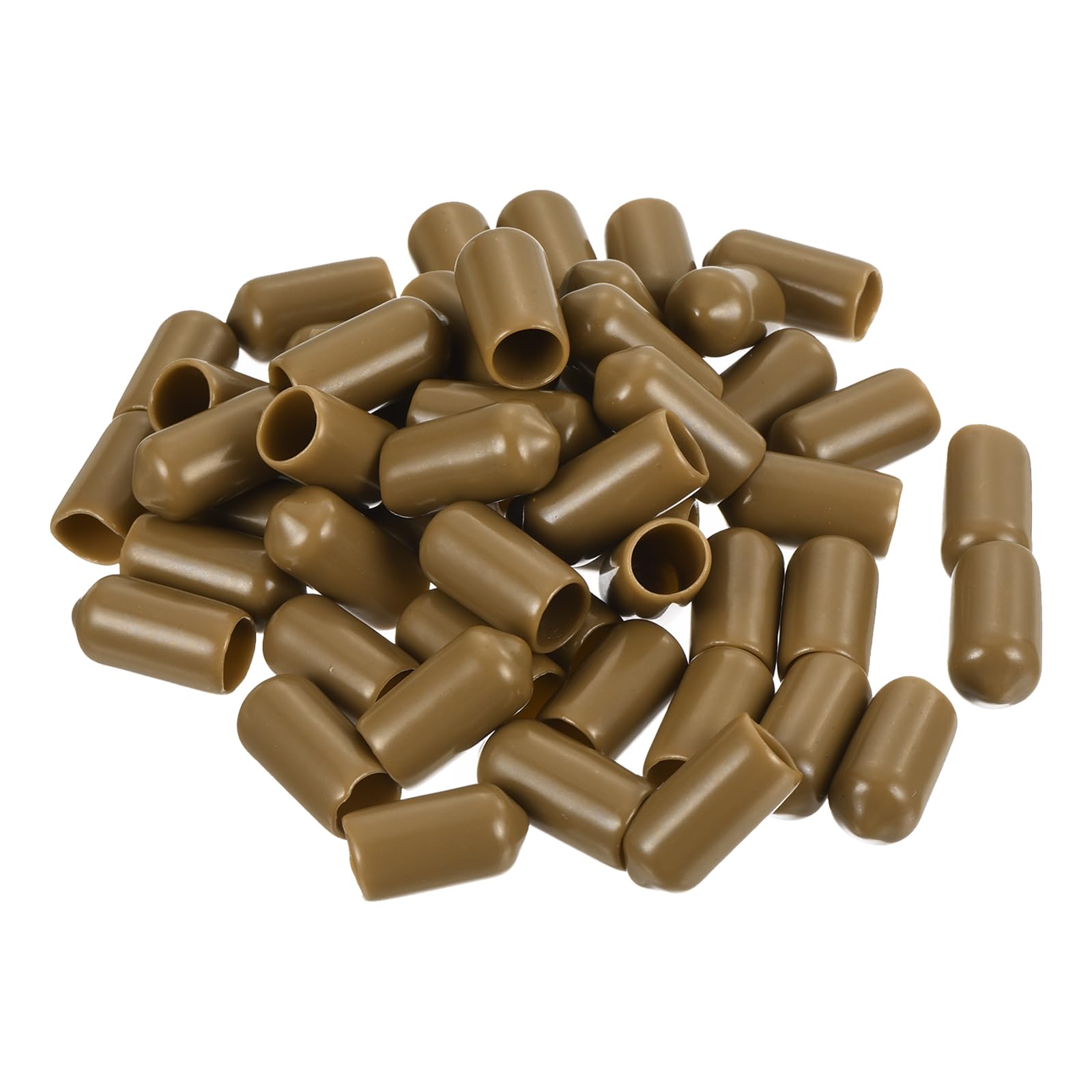 uxcell 100pcs Rubber End Caps 7.5mm ID Vinyl PVC Round Tube Bolt Cap Cover Screw Thread Protectors Light Brown