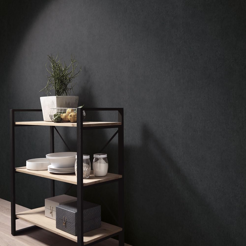 Papier peint intissé aspect béton noir Erismann 10418-15 revêtement mural haut de gamme