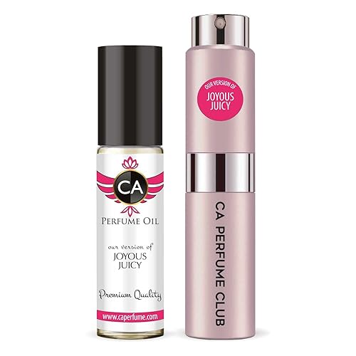 CA Perfume Duo Impression of Couture Joyous Juicy For Women Eau de Parfum - Pulverizador atomizador recargable + aceite corporal de larga duración,