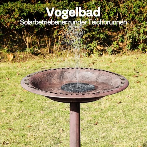 VIVOHOME 71cm Vogeltränke mit Solarbrunnen 2 in 1 Antike Vogelbad für draußen Garten Vogelbecken Futter Schüssel für Wildvögel Wassertränke