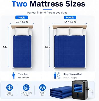 Cooling Mattress Pad with Water Circulation, Bed Cooler for Hot Sleepers, Quiet Cooling Mattress Topper with Temperature Adjustment for Better Sleep Single