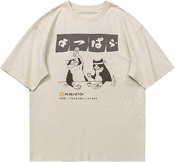 Vamtac Mens Cat Graphic Tees Vintage Cartoon Print T Shirts Summer Short Sleeve Casual Harajuku Tops