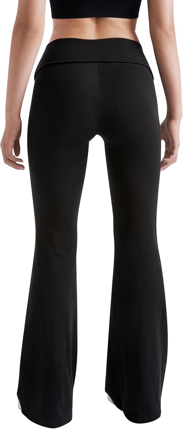 MOOSLOVER Women Flare Leggings Fold Over Bootcut Yoga Pants Casual Y2K Lounge Pants Comfy Cotton Leggings - Image 6