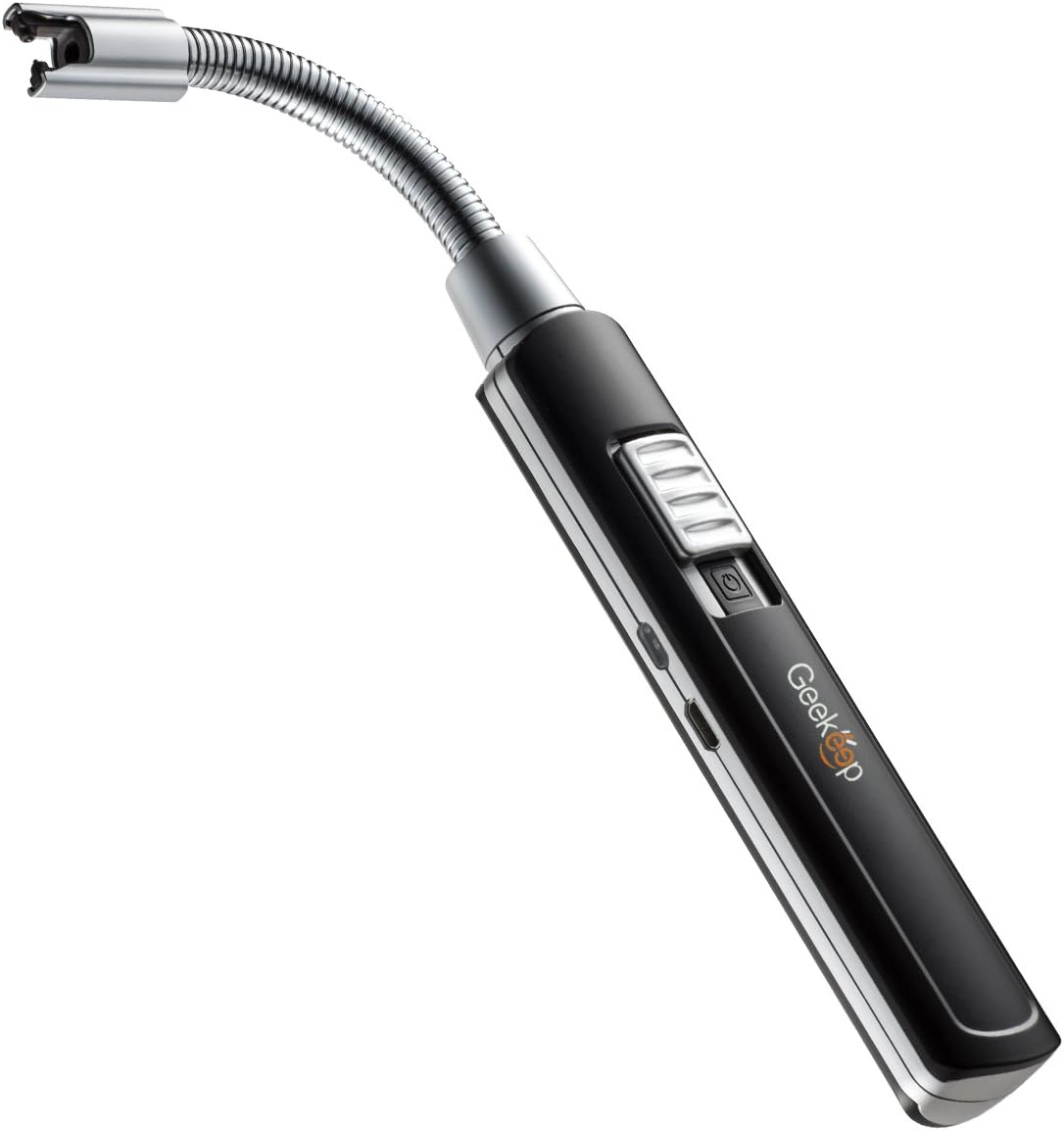 Electric Arc Lighter with 360° Rotatable Flexible Long Neck, G Geekeep Flameless USB Rechargeable Lighter No Flame & Smell, Windproof for Household BBQ Camping Candles (Zinc Alloy Version)
